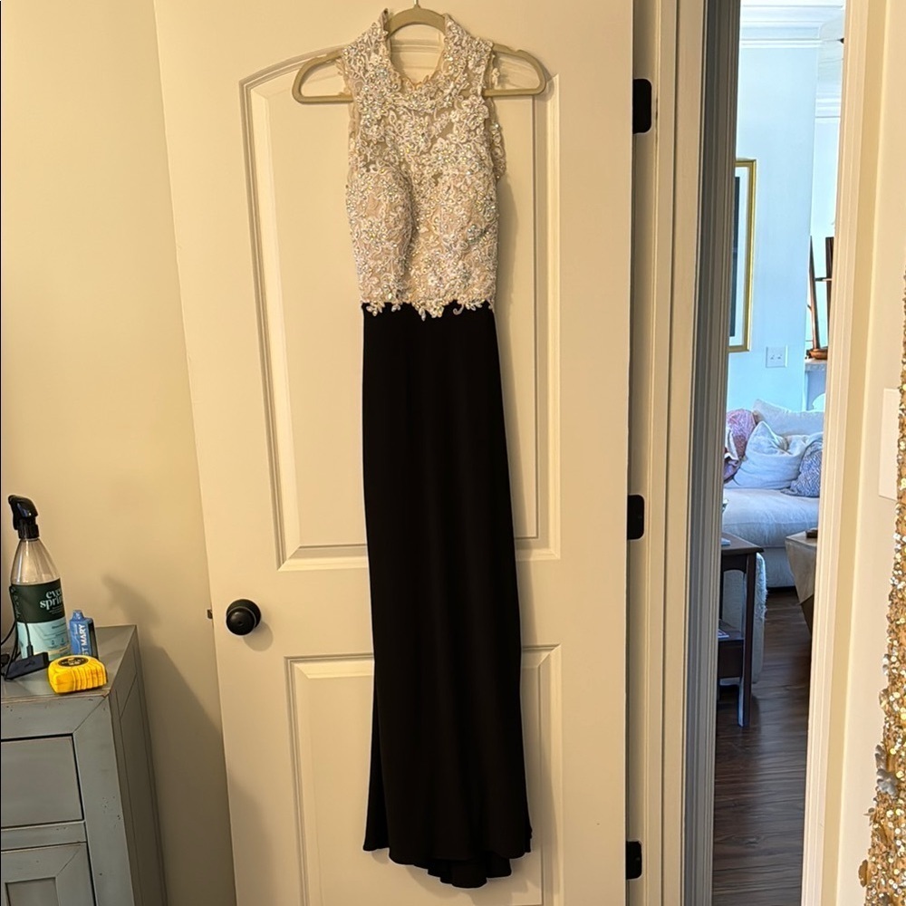 High neck prom dress open back
